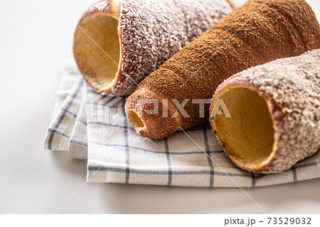 Vanilla coconuct and cinnamon trdelnik on white Vanilla coconuct and cinnamon trdelnik on white 73529032