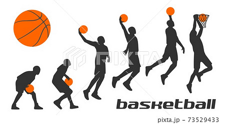 Set different poses basketball players in silhouettes. 73529433