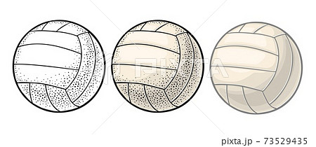 Volleyball ball. Vintage vector engraving illustration. Isolated on white 73529435