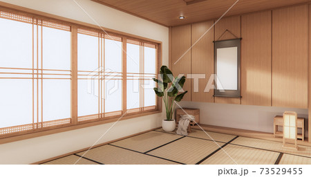 3D rendering white Japanese style room interior design orinal.. 3D rendering white Japanese style room interior design orinal.. 73529455