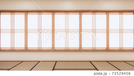 3D rendering white Japanese style room interior design orinal.. 3D rendering white Japanese style room interior design orinal.. 73529456