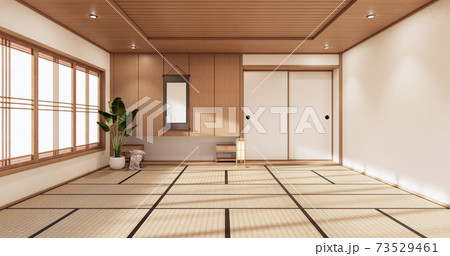 3D rendering white  Japanese style room interior design orinal.. 73529461