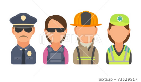 Set icon character people. Police, bodyguard, fireman, paramedic. 73529517