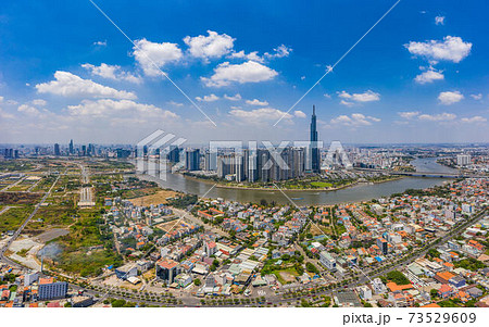 Beautiful aerial cityscape view of Ho Chi Minh city, Vietnam 73529609