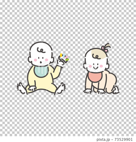 赤ちゃんが並んでいるイラスト 73529901