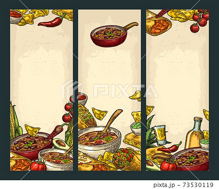 Vertical poster with Mexican traditional food and ingredient. Vertical poster with Mexican traditional food and ingredient. 73530119
