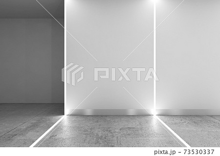 Abstract interior background, LED lines over wall, 3d 73530337