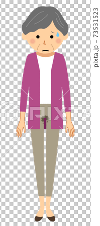 失禁した高齢者女性 73531523