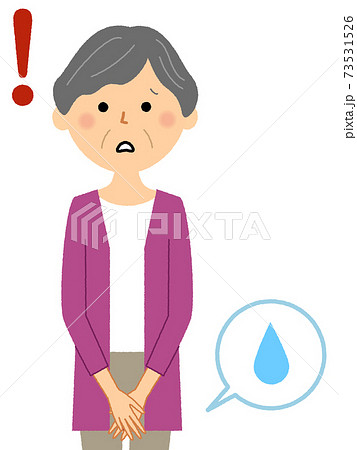 失禁した高齢者女性 73531526