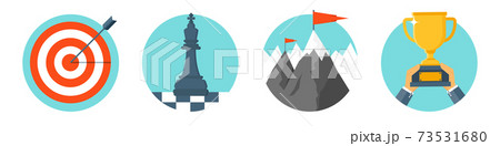 Flat style business concept background. Success and goals achievement. Smart solutions. Rocky 73531680