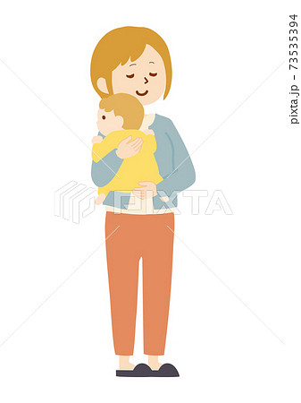 赤ちゃんを抱っこする女性のイラストのイラスト素材