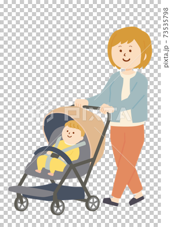 赤ちゃんと散歩する女性のイラスト 73535798