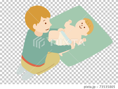一個男人換嬰兒尿布的插圖 一個男人換嬰兒尿布的插圖 73535805