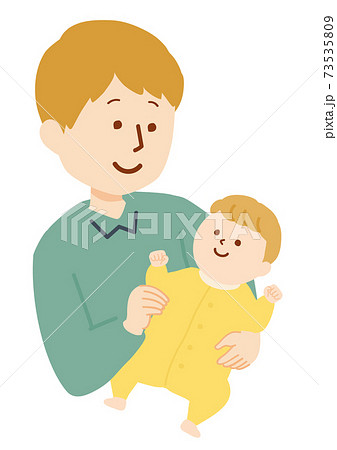 赤ちゃんと男性のイラスト 73535809