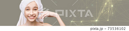 Eye patch procedure. Facial treatment. Dermatology spa. Detox therapy 73536102