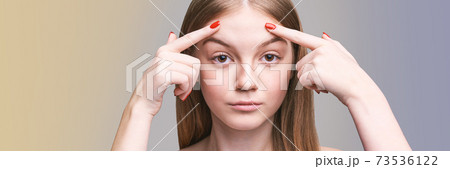 Facial treatment. Dermatology spa mask. Point on face. Rejuvenation skincare Facial treatment. Dermatology spa mask. Point on face. Rejuvenation skincare 73536122