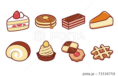 洋菓子イラストセット ケーキ クッキー モンブランなどのイラスト素材