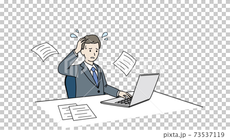 Busy work, busy male businessman, office worker Busy work, busy male businessman, office worker 73537119