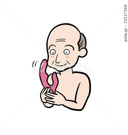 アダルトグッズを持つシニア男性のイラスト 73537368