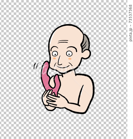 アダルトグッズを持つシニア男性のイラスト 73537368