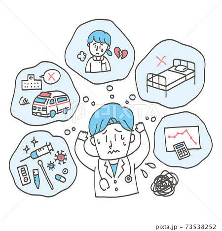 医療崩壊イメージ 困る医師 手描き 医療崩壊イメージ 困る医師 手描き 73538252