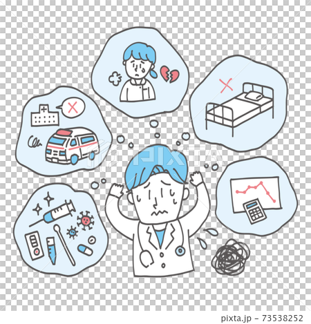 医療崩壊イメージ 困る医師 手描き 医療崩壊イメージ 困る医師 手描き 73538252