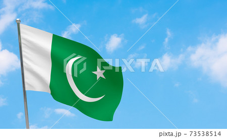 Pakistan flag on pole Pakistan flag on pole 73538514