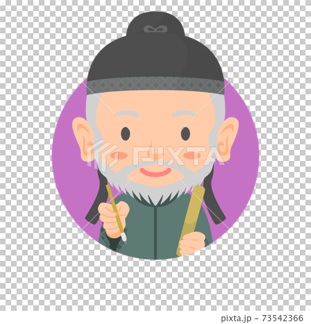 An icon of an ancient Japanese aristocrat who writes letters on a wooden tablet Asuka period Nara period 73542366