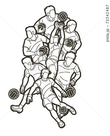 Group of Gaelic Football men players action cartoon graphic vector. 73542487