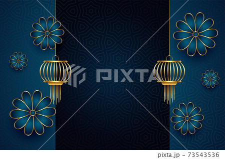 Flower and lantern on traditional chinese blue background Flower and lantern on traditional chinese blue background 73543536