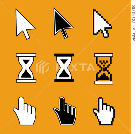 Cursor set - mouse hand arrow hourglass. Vector illustration 73543780