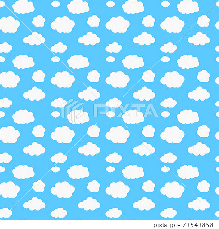 可愛い雲と青空のシームレスパターン背景素材のイラスト素材