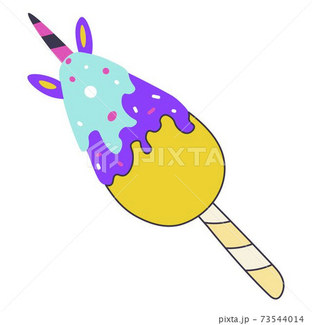 Colorful ice cream in form of unicorn, vector 73544014