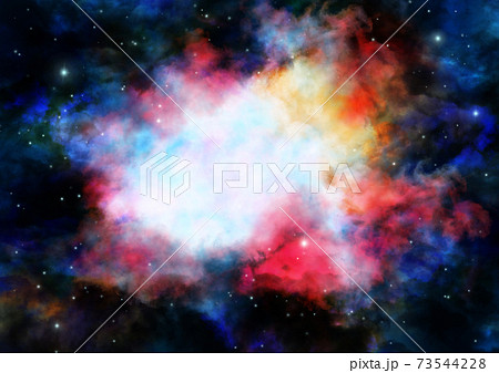巨大な赤い星雲と輝く星の宇宙背景イラストのイラスト素材