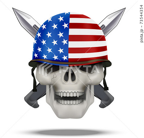 Skull with knife USA label 73544354