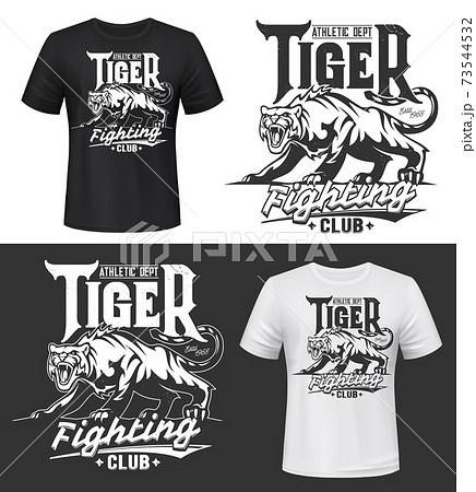Tshirt print with tiger, roaring wild animal. 73544532