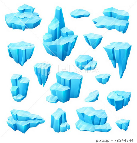 Ice Crystal Glacier And Iceberg Cartoon Setのイラスト素材