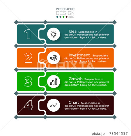 Business planning Investment or marketing by 4 steps of vector label. infographic design. 73544557