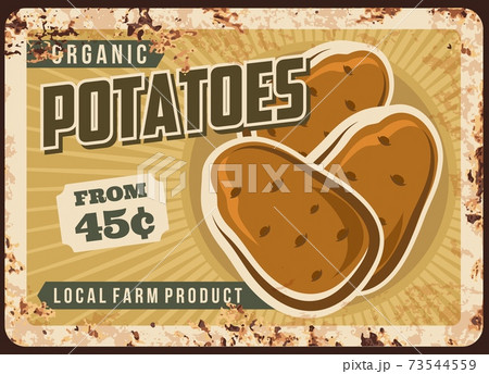 Potato vegetables metal plate rusty of farm market 73544559