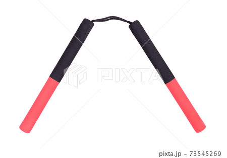 Foam karate sticks or nunchuks isolated on white Foam karate sticks or nunchuks isolated on white 73545269
