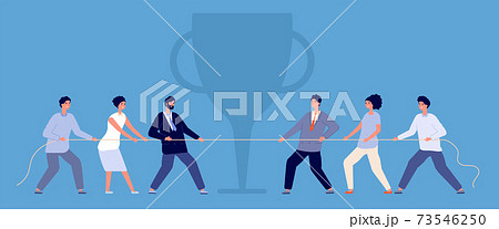Business rope pulling. Tug war, people confrontation flat concept. Balance person game, team conflict or competition utter vector concept 73546250