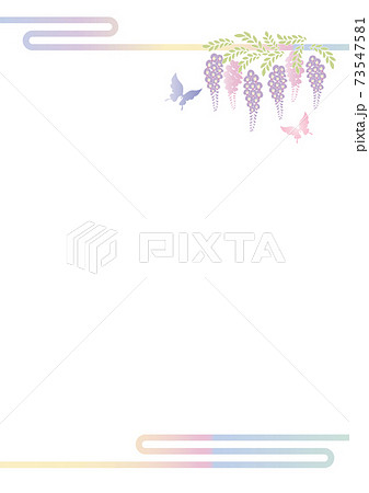 胡蝶 アゲハチョウと藤の花の切り絵風デザイン 背景素材 イラスト ベクターのイラスト素材