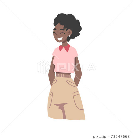 Young African American Woman in Standing Pose Vector Illustration 73547668