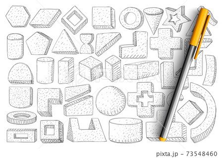 Geometrical forms and shapes doodle set Geometrical forms and shapes doodle set 73548460