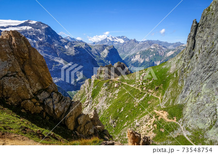 Alpine glaciers and mountains landscape in French alps. Alpine glaciers and mountains landscape in French alps. 73548754