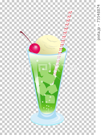 メロンクリームソーダのイラスト素材