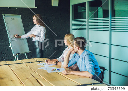 Young, attractive professionals having business training Young, attractive professionals having business training 73548899