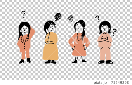 悩む女性のイラストアイコン 73549298