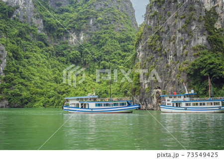 Cruise ships and islands in Halong Bay, Vietnam 73549425