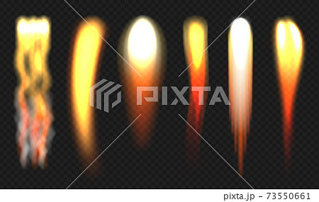 Rocket flame. Jets engine fire different shapes fireballs decent vector realistic illustrations 73550661